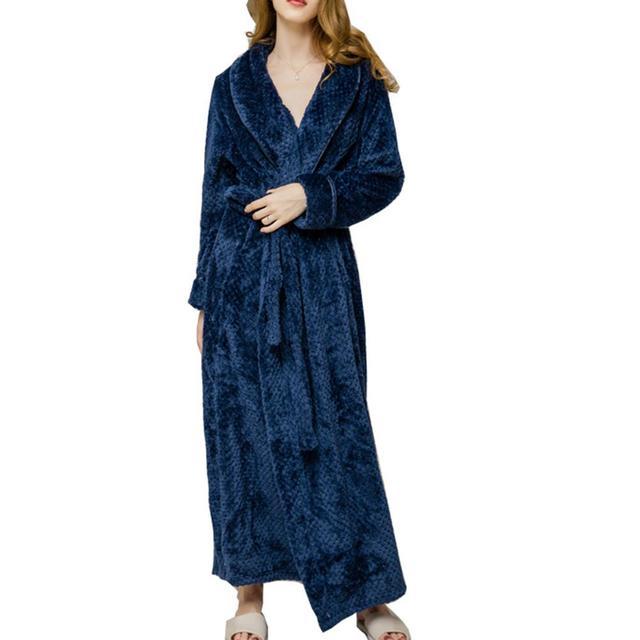 Winter Sleep Bath Robe Women Men Warm Fleece  Robes